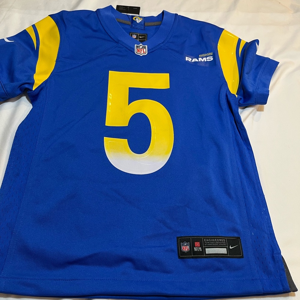 Kids Nike Los Angeles Rams Blue and Yellow Jersey  Jalen Ramsey (5) BWT 2 sizes